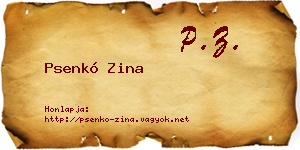 Psenkó Zina névjegykártya